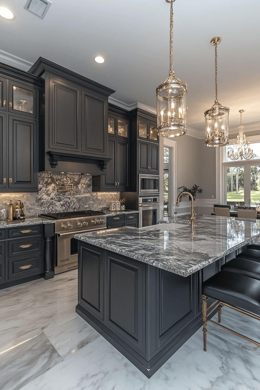 Kitchen built by Hand Made Enterprises, navy island marble